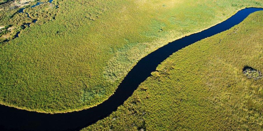 Vista aerea del Delta dell’Okavango